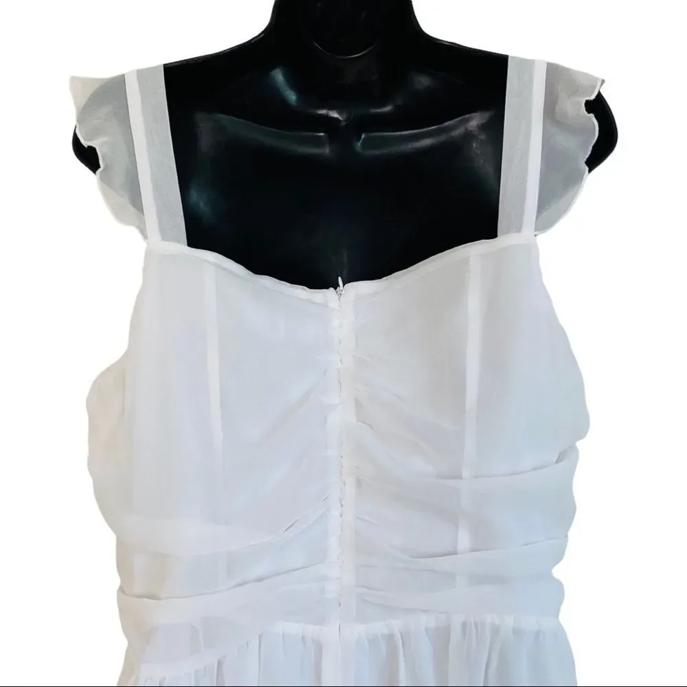 Princess Polly So Sweet White Chiffon Mini Dress Sz 12 NWOT - Picture 9 of 13
